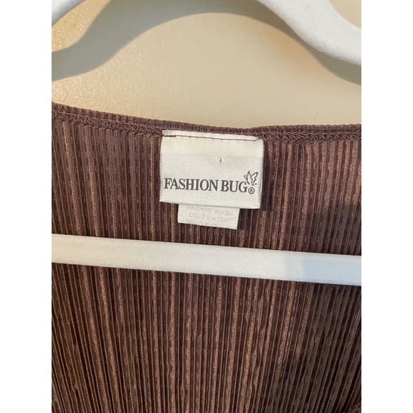 Vtg Y2K Woodland Fairy Babydoll Top XL Brown Plisse Beaded Lace Fashion Bug - Picture 3 of 6